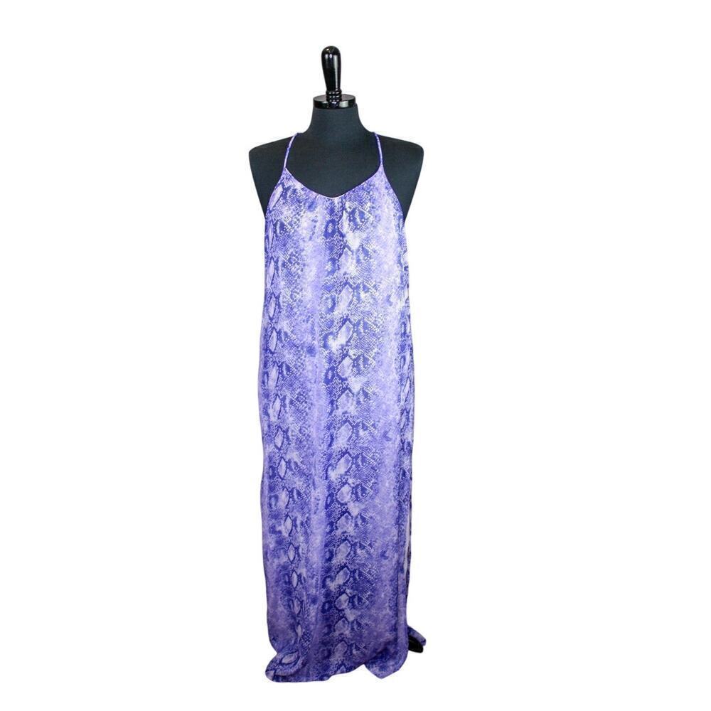 Honey Punch Maxi Dress Purple Snake Print Racerback Mermaid Summer M